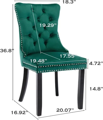 Miniatura 2 de SoarFlash Juego de 4 Sillas de Comedor de Terciopelo, Silla Lateral de Respaldo Alto, Silla Lateral Tapizada Moderna de Alta Gama con Capitoné