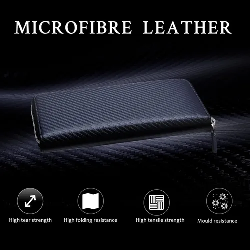 Miniatura 3 de Travelambo Cartera de gran capacidad para mujer, bolso largo plegable para mujer, Carbono azul, Casual