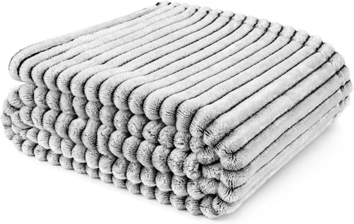 Miniatura 24 de PAVILIA Manta de forro polar súper suave, manta de franela de felpa mullida, cálida y acogedora manta de microfibra acanalada para sofá o cama, Negro