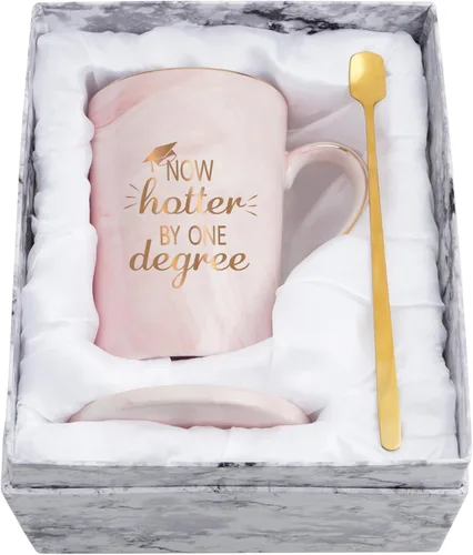 YHRJWN Regalos de Graduación de Navidad, Taza de Café Now Hotter By One Degree, Regalos de Graduación de Navidad para Ella Chicas Amigas, Taza de