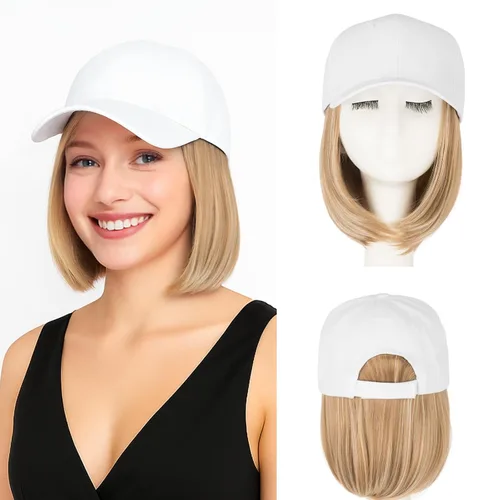 Miniatura 35 de SEGO - Peluca de gorra con pelo adjunto para mujer, gorra negra de béisbol con extensiones de pelo, gorra de béisbol larga y ondulada con ajuste