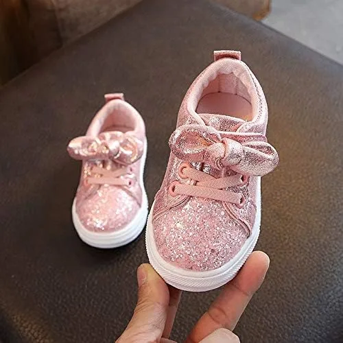 Miniatura 2 de XGao Zapatillas de deporte para bebés, niños y niñas, zapatos sin cordones para bebés, niñas y niñas, con lentejuelas brillantes, zapatos deportivos