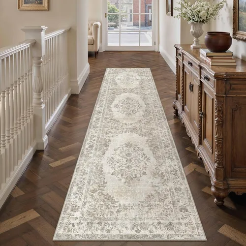 Miniatura 104 de PureCozy - Alfombra de área beige de 8 x 10, lavable, vintage, alfombra para sala de estar, dormitorio, gran alfombra suave retro de pelo bajo