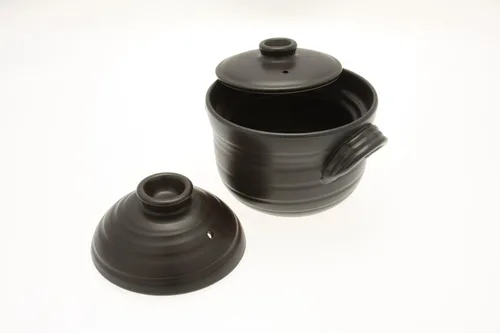 Miniatura 2 de Kotobuki 190-803 Loza de barro 1.5 taza sin cocer que resulta en 4 tazas cocida arrocera, negro mate