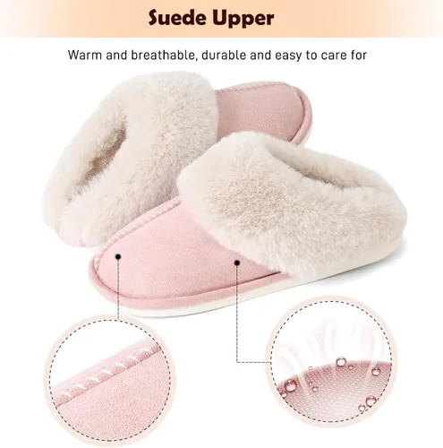 Miniatura 3 de Pantuflas para mujer, acogedoras y cálidas, de invierno, para casa, esponjosas, suaves, de espuma viscoelástica, cómodas, de piel sintética