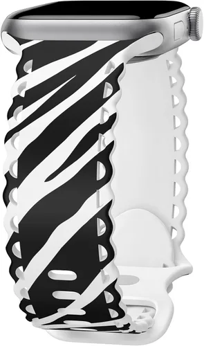 Miniatura 30 de Compatible con Apple Watch de 41mm 40mm 38mm 49mm 45mm 44mm 42mm para mujeres, correas deportivas de encaje huecas de silicona suave con estampado