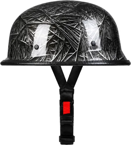 Miniatura 4 de Casco de motocicleta de estilo alemán, casco de media carcasa con diseño de calavera, casco para adultos hombres y mujeres, casco de media carcasa