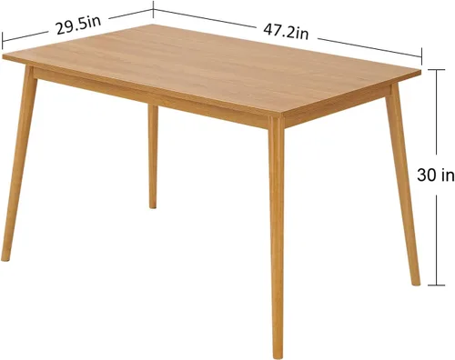 Miniatura 3 de Panana Mesa de comedor moderna de 47 pulgadas, mesa de cocina con patas de madera maciza, acabado de roble, mesa de comedor para el hogar, muebles