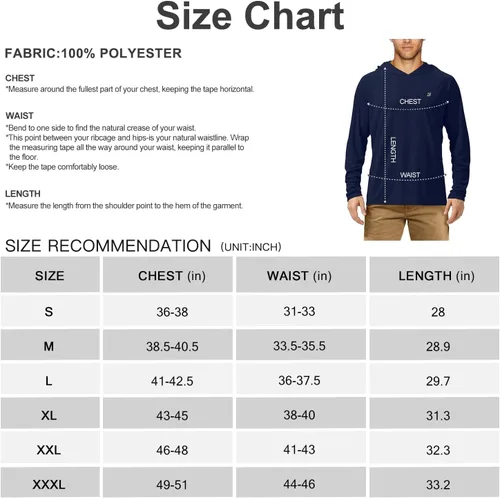 Miniatura 5 de Roadbox - Camisetas de pesca para hombres, FPU +50, de manga larga, con protección solar, con máscarasin máscara, para uso en exteriores, senderismo