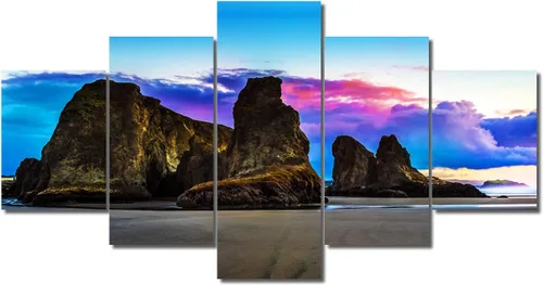 Miniatura 70 de TUMOVO Lienzo decorativo para pared de sala de estar, 5 paneles de naturaleza, Alaska, Estados Unidos, autopista alrededor de montañas, paisaje