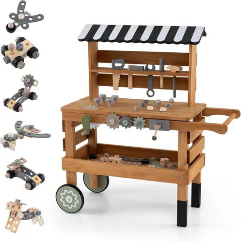 Miniatura 10 de Costzon Juego de tienda de comestibles para niños, juego de soporte de mercado de simulación para niños pequeños con 30 piezas de juguetes de juego