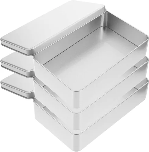 Miniatura 8 de Luxshiny Recipientes de comida 3 unids caja de almacenamiento de hojalata rectangular caja de hojalata Contenedor de caramelo de lata Tarro