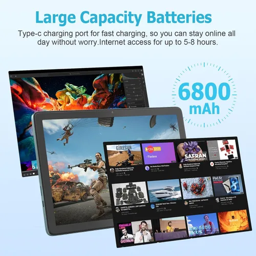 Miniatura 6 de Tablet Android de 10.1 pulgadas, tabletas Android 14 con 128GB+8 (4+4 expandir) GB, 2.4+5G WiFi Tablet PC con pantalla táctil FHD IPS, cámara dual