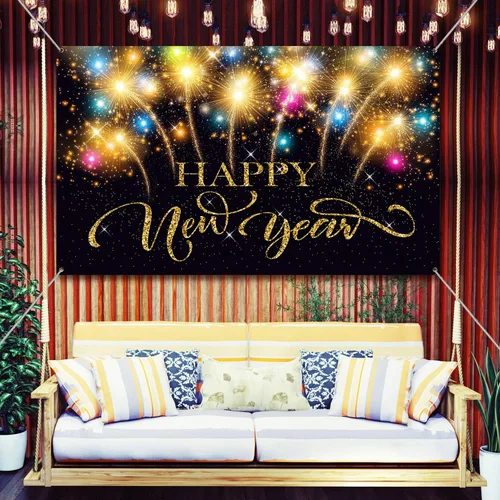 Miniatura 5 de Blulu Suministros de decoración de fiesta de Año Nuevo, pancarta de tela extragrande para decoración de fiesta de 2026, fondo de cabina de fotos