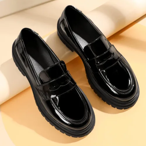 Miniatura 9 de Mostrin Mocasines para mujer con suela de lengüeta, mocasines de media gruesa, clásicos con punta redonda, sin cordones, cómodos zapatos casuales