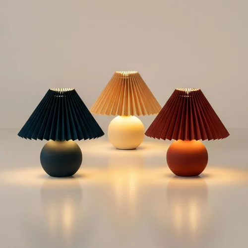 Miniatura 6 de Brightech Serena - Lámpara LED de mesa, pequeña lámpara de cerámica moderna de 10 pulgadas con pantalla plisada para mesita de noche, escritorio