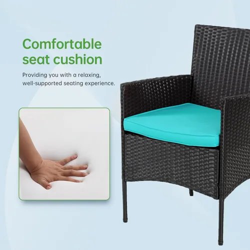 Miniatura 5 de Juego de 4 muebles modulares para exteriores, juego de muebles de mimbre resistentes al agua con 3 sillas de ratán, 1 cojín de mesa con tapa