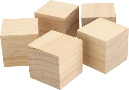 Miniatura 7 de 60 bloques de madera sin terminar de 2 x 2 x 2 pulgadas, bloques de madera maciza natural cuadrados cubos de madera para decoración de pintura