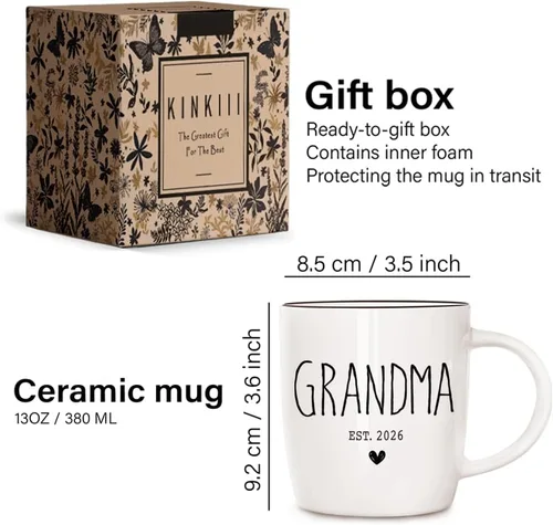 Miniatura 3 de Promovidos a Abuelos 2026 Juego de Tazas, Tazas de Cerámica para Abuela y Abuelo 2026, Anuncio de Embarazo para Juego de Tazas de Abuelos, Regalos
