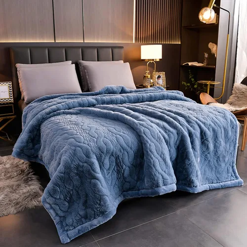 LGYKUMEG Manta gruesa y cálida de visón coreano, manta de vellón San Marcos de 79 x 91 pulgadas, manta de cama suave y sedosa para otoño e invierno,