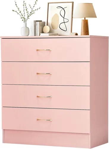 Miniatura 9 de Karl home Cómoda de 4 cajones para dormitorio, cajoneras pequeñas, mesita de noche moderna, cómoda blanca con 4 cajones de almacenamiento, Blanco