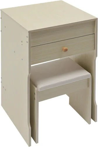 Miniatura 7 de Escritorio de tocador 3 en 1 con espejo, tocador compacto de 15.8 pulgadas con tapa abatible, mesa de maquillaje de nogal negro con taburete