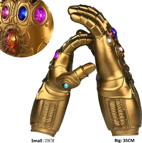 Guante con purpurina Iron Man - Guantes de guantelete infinito intermitentes con piedras preciosas desmontables de PVC para adultos y niños grande
