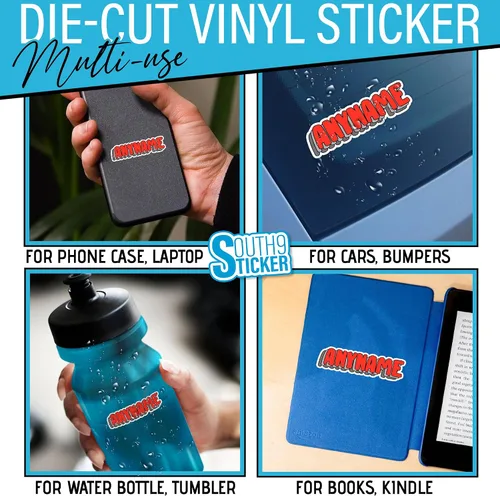 Miniatura 4 de Adhesivo de nombre personalizado - Adhesivo de nombre personalizado y adaptado, adhesivo de vinilo troquelado impermeable de 3 capas