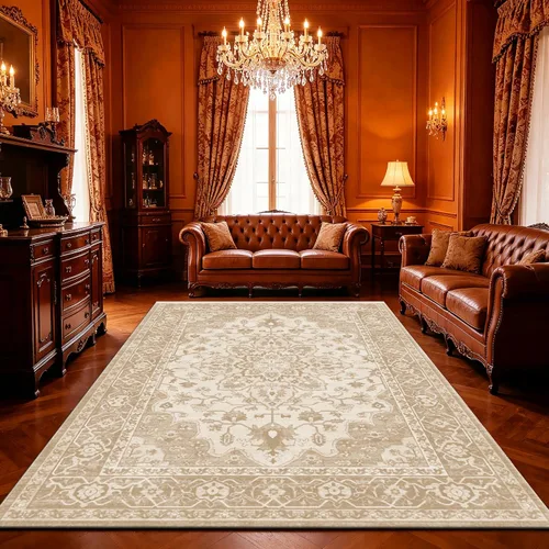 Miniatura 27 de Ukeler - Alfombra rústica con diseño floral para sala, dormitorio, comedor, Country rústico, Azul (luxury blue)