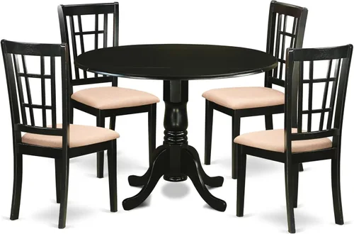 Miniatura 16 de East West Furniture DLNI3-BLK-C - Juego de comedor de 3 piezas que contiene una mesa de comedor redonda con gotas y 2 sillas de cocina tapizadas