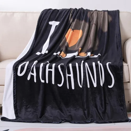 Miniatura 14 de Manta de perro salchicha Weiner, manta de perro salchicha con texto en inglés "I Love Dachshunds" para adultos, regalo súper suave para los amantes