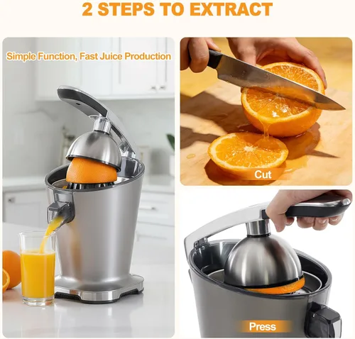 Miniatura 10 de NEWBULIG Exprimidor eléctrico de cítricos, exprimidor automático de naranja con mango de agarre suave, máquinas extractoras de jugo de naranja