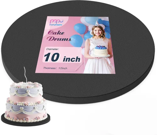 Miniatura 12 de Paquete de 4 tambores para pasteles de 8 pulgadas a prueba de grasa, tambor redondo sólido para tartas, suministros de decoración a prueba de Negro