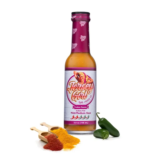 Miniatura 8 de Jersey Girl Hot Sauce Co Salsa Picante Sizzlin' Sin Sodio/Libre de Sal - Hecha con Pimienta Escorpión y Fantasma 5 Oz (Picante) Ingredientes