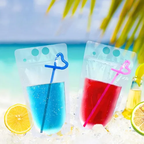 Miniatura 8 de 100 bolsas de doble cremallera para bebidas con 100 popotes y 30 bolsas de paletas plegables de mano resistentes para batidos, bebidas frías