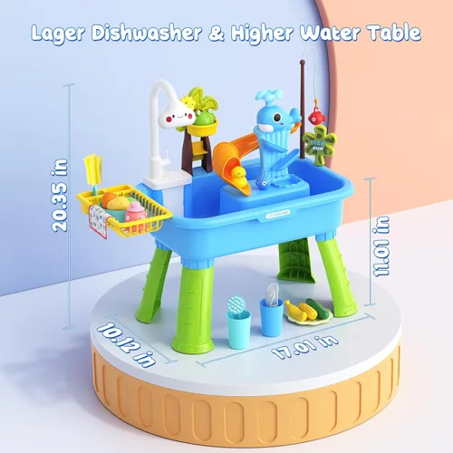 Miniatura 2 de Mesa de agua mejorada 2026 para niños de 1 a 3 años, juguetes al aire libre para niños de 4 a 8 años con bomba, juguetes de piscina para actividades
