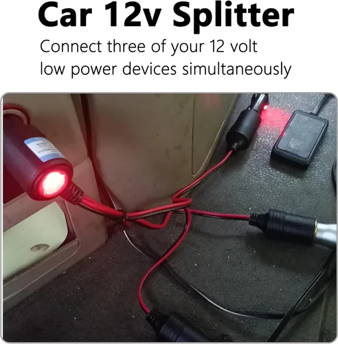 Miniatura 3 de Divisor de encendedor de cigarrillos para automóvil, adaptador de encendedor de cigarrillos de 12 V, cable Y de 3 enchufes, 1 a 3 puertos