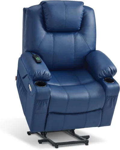 Miniatura 28 de MCombo Sillón reclinable eléctrico con capacidad de elevación, masaje y calor para ancianos, 3 posiciones, 2 bolsillos laterales y portavasos