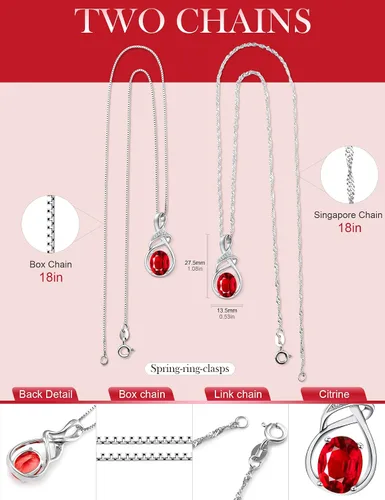 Miniatura 2 de HXZZ Fine Jewelry - Collar con colgante de plata de ley con topacio azul suizo, amatista, citrino, peridoto y ópalo, regalo para mujer, Gema