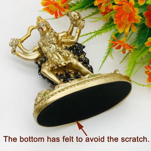 Miniatura 5 de alikiki Estatua de Kali de Dios hindú de oro antiguo – Ídolo indio Murti Pooja Artículo Kali Maa Figurilla Casa Templo Mandir Decoración Religión
