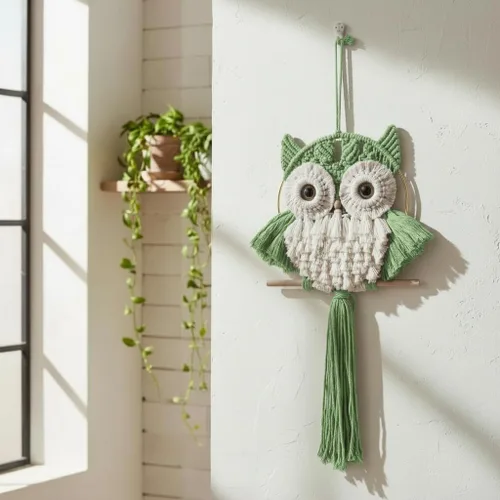 Miniatura 12 de ACEDSGN Tapiz de macramé para colgar en la pared, diseño bohemio hippy, tapiz hecho a mano, decoración de pared para cuarto del bebé, dormitorio