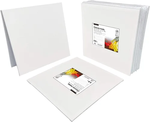 Miniatura 5 de PHOENIX - Juego de 12 paneles de lienzo de algodón con triple imprimación para pintura al óleo y acrílica Blanco