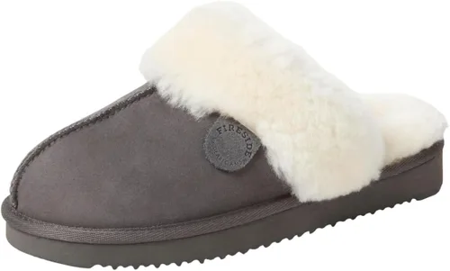 Miniatura 8 de Dearfoams Fireside Sydney Pantuflas anchas de piel de oveja para mujer, para interiores y exteriores