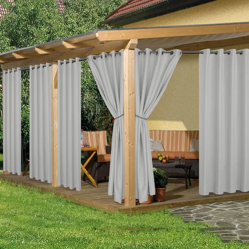 Miniatura 16 de HolidayIdeas Cortinas impermeables para patio, 4 paneles, 54 x 84 pulgadas, protección de privacidad y filtrado de luz, cortinas exteriores con Negro