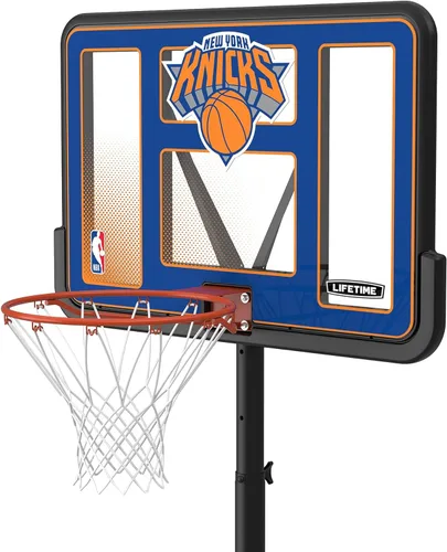 Miniatura 7 de Lifetime NBA New York Knicks - Aro de baloncesto portátil, altura ajustable de 7.5 a 10 pies, tablero de fusión inastillable de 44 pulgadas, base