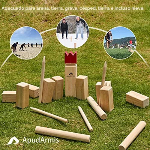 Miniatura 6 de ApudArmis Juego de Patio Kubb, Ajedrez Vikingo Clash Toss Juego de Patio para Exteriores con Estuche de Transporte - Juego de Madera de Goma