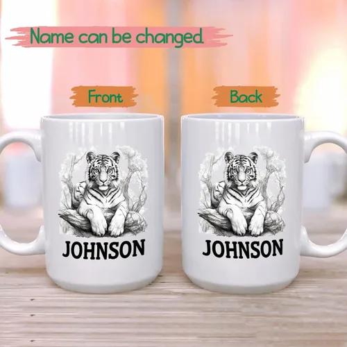 Miniatura 2 de Taza de café con nombre personalizado de oso de 11 y 15 onzas, taza de cerámica blanca con dibujo a lápiz de oso personalizado, regalo para niños