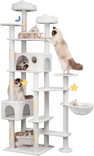 Miniatura 9 de Meecal Árbol de gato resistente de 79 pulgadas para gatos de interior y adulto, torre gigante alta para gatos con poste rascador, perchas grandes