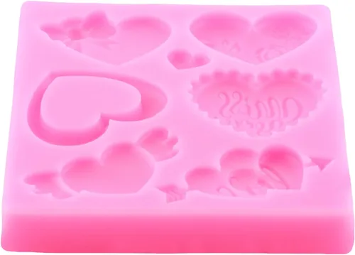 Miniatura 5 de Mujiang Moldes de silicona para el día de San Valentín, diseño de corazón y rosa, para caramelo de chocolate XOXO, para decoración de pasteles