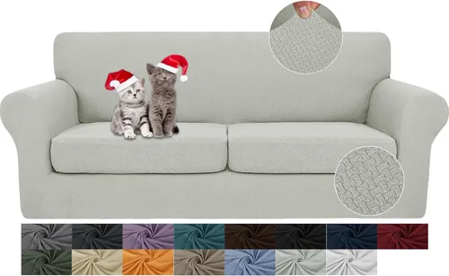 Miniatura 27 de JIVINER 3 piezas de fundas para sofá de 2 cojines, funda elástica para sofá con 2 fundas extra grandes para asientos, fundas gruesas ajustadas